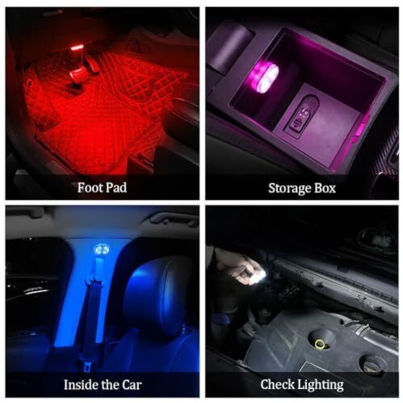 Luce abitacolo per auto, 2PCS mini lampada ambientale a LED al neon per auto, camion e altri luoghi funnny di musica, blu