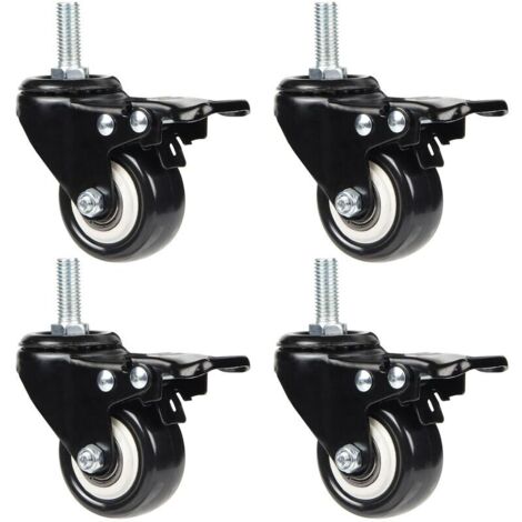 4 Ruote Girevoli 50 Mm In PU &ndash; Portata 200 Kg L'una &ndash; Per Carrelli