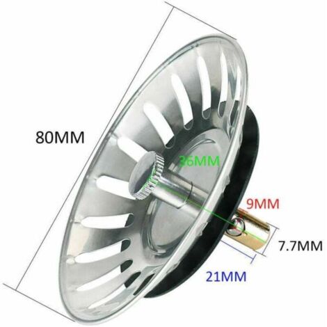 Tappo per lavello da cucina da 8,5 cm, in acciaio inox, tappo per lo smaltimento dei rifiuti, dimensioni standard dello scarico della cucina, diametro 86 mm