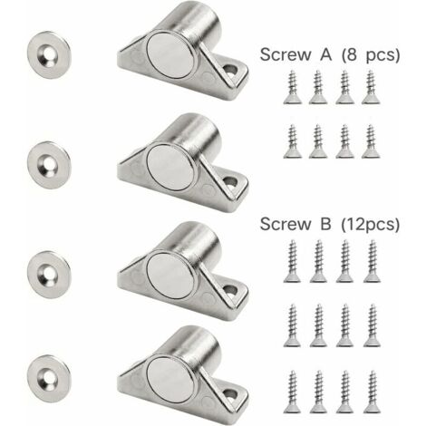 Chiusure Magnetiche Per Porte - 2 Pezzi, Autoadesive O Con Viti, Per Armadi E Ante