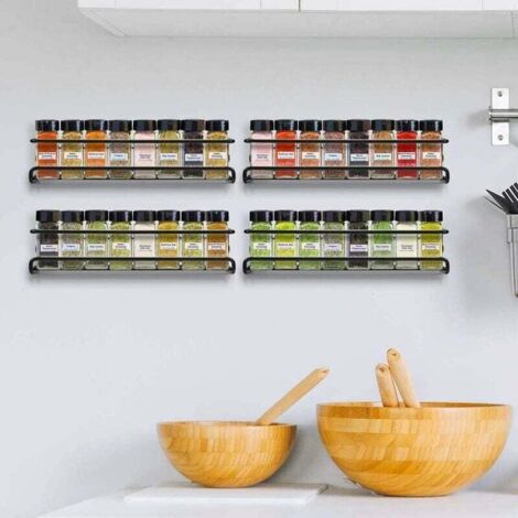 Scaffale Spezie Rustico Portaspezie In Legno Rustico A Parete - Con 18 Barattoli, 25 Etichette, Organizer Per Cucina Vintage Organizer Spezie Da Parete