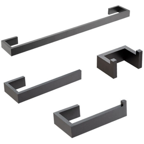 Set di accessori da bagno per accessori da bagno - 6 pezzi nero opaco portasciugamani quadrato in acciaio inossidabile SUS304 portasciugamani da bagno a parete porta asciugamani