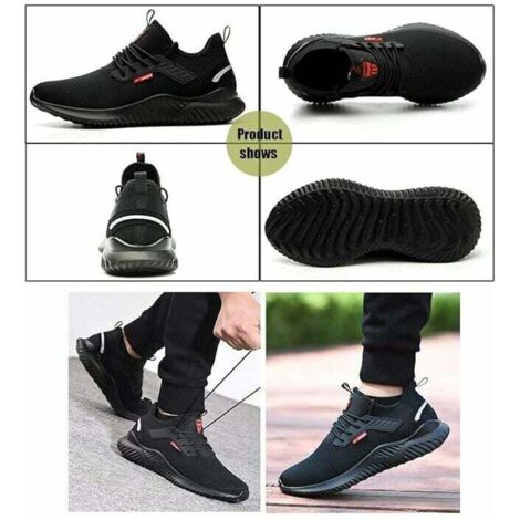 ISOOUS Scarpe Antinfortunistiche Uomo E Donna - Leggere Con Puntale In Acciaio, Traspiranti, Rosse, Taglia 9 UK