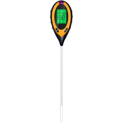 Misuratore PH del Suolo, Kit di Attrezzi da Giardinaggio per Tester di Umidità/Luce/PH/Temperatura del Suolo 4 in 1 per Giardino, Batteria Inclusa, Giallo