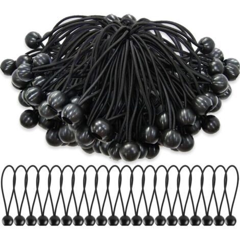 Elastici Per Tendaggi Con Sfera Nera – Set 50 Pezzi Da 15 Cm, In Gomma Resistente UV, Per Teloni, Tende, Gazebo E Fissaggio Attrezzi