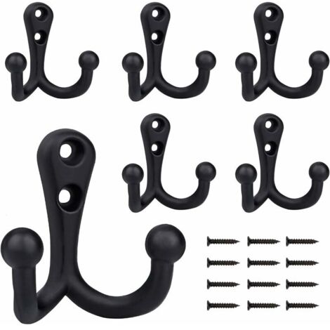 Ganci Appendiabiti Doppi Stile Retro - Confezione Da 10 In Lega Di Zinco Nichelata + 20 Viti - Argento