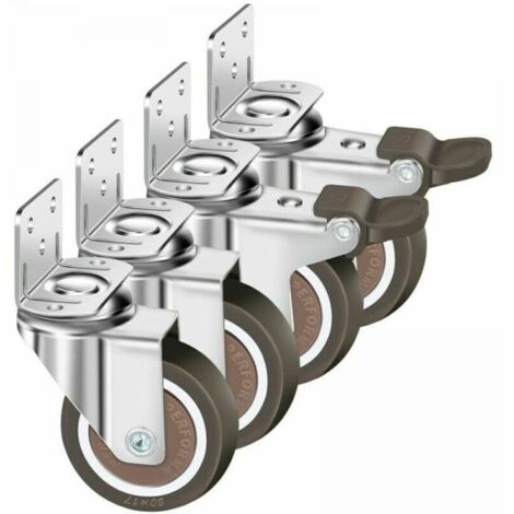 4 Ruote Girevoli In Nylon Da 2 Pollici Con Gambo Filettato M8 | MroMax Per Mobili E Sedie, Portata 10kg Cad.