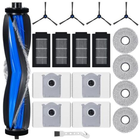 Kit di accessori di ricambio per robot aspirapolvere Ecovacs Deebot T50 Omni / T50 Pro Omni, 1 spazzola a rullo, 4 filtri, 4 mocio, 4 sacchetti per la polvere, 4 spazzole laterali