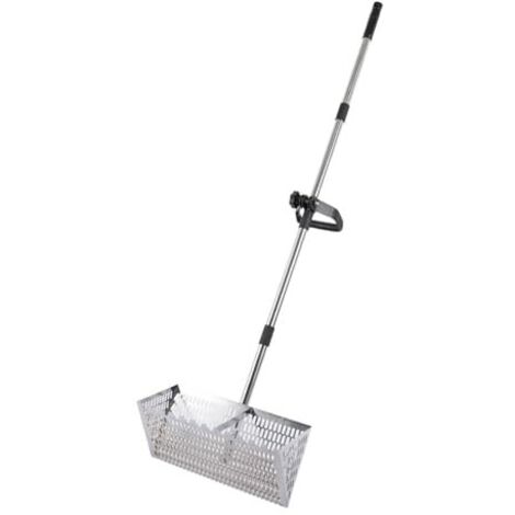 Rastrello per pulci da 40 cm, paletta per sabbia da spiaggia in acciaio inossidabile con grande cestello trapezoidale, rastrello con manico lungo rimovibile per pettinare la spiaggia, setacciare la sa