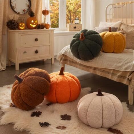 AELS Set Di 2 Cuscini Pipistrello In Peluche Per Halloween - 60 E 50 Cm - Morbidi E Neri