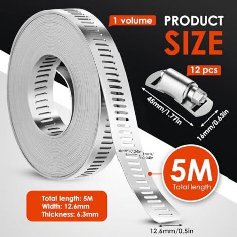 uxcell 15 fascette stringitubo in acciaio inox a vite senza fine, 13-19