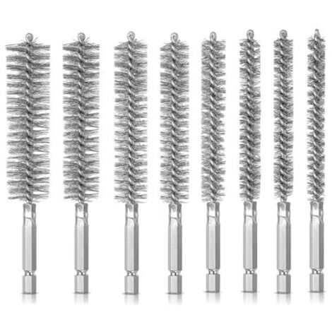 [NON UTILIZZATO] Set di 8 spazzole metalliche per trapani, con spazzola esagonale in acciaio inox, spazzola cilindrica per lucidatura, levigatura, rimozione della ruggine, sbavatura, 8/9/10/11/13/15/1 (1/5)