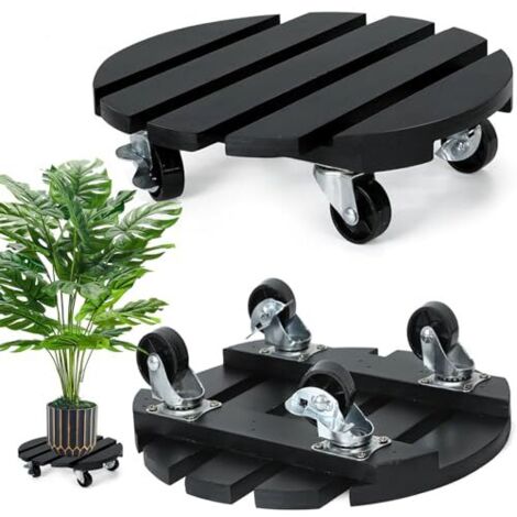 [NON UTILIZZATO] carrelli rotondi per piante, carrelli per fiori in legno da 30 cm, supporti per piante con ruote bloccabili a 360°, sottovasi per vasi di fiori resistenti con ruote, resistenti alle i (1/5)