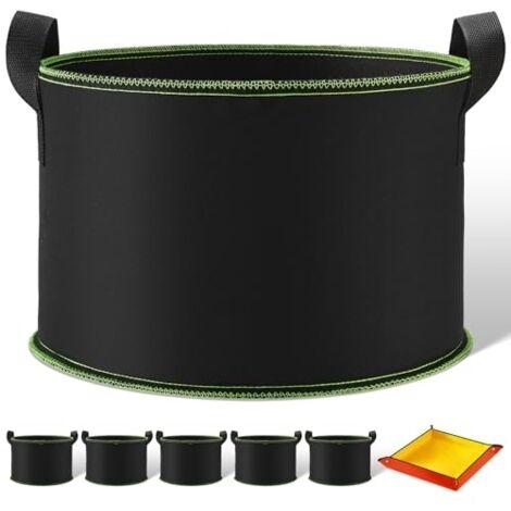 sacchi da 60 litri con tappetino traspirante. Sacco da piantagione con manici per patate, pomodori, vaso in tessuto con tappetino da rinvaso 100 cm x 100 cm per balcone, terrazza, serra e giardino.