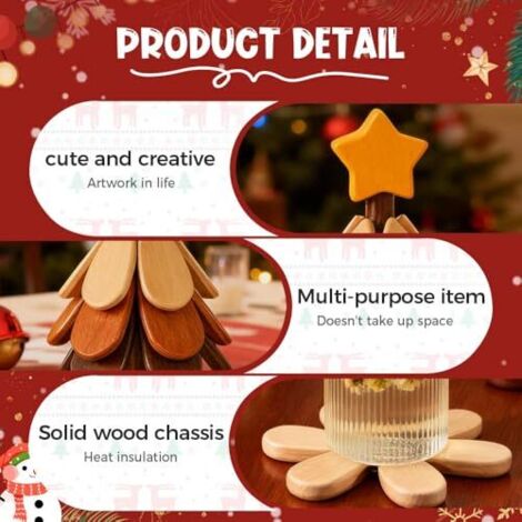 Set di sottopentola in legno a forma di albero 4