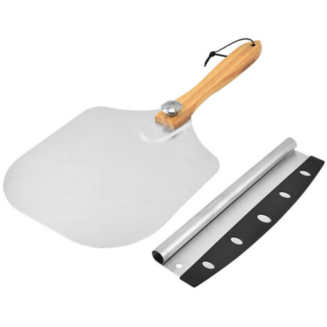 Pala per pizza, pala per pizza in alluminio con manico pieghevole, superficie 30,5 x 35,5 cm, accessorio pala per pizza con taglia pizza e borsa portaoggetti, pala per pizza per cuocere il pane