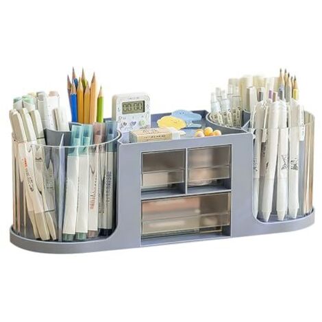 [NON UTILIZZATO] Portapenne Scatola Portapenne, Doppia rotazione Organizer scrivania 14 Scomparti Grande Capacità,Cassetto Trasparente a Doppio Strato,Può Contenere matite,Vari Articoli di Cancelleria (1/5)