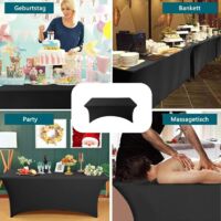 2 Pezzi Tovaglie Elastiche Per Tavoli Cocktail – 80x110 Cm, Bianche, In Poliestere Ed Elastan, Per Feste E Matrimoni - 5