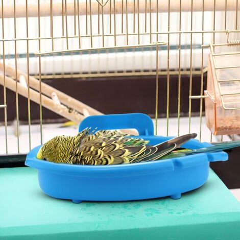 Bañera/Bebedero Para Pájaros | Accesorio Jaula Para Loros, Periquitos, Canarios, Color Azul