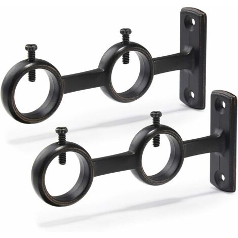 [NUNCA USADO] Paquete de 2 soportes para barra de cortina con ganchos dobles para sala de estar, dormitorio y barra de cortina.