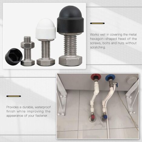 Tapón De Protección M8, Negro 10 Piezas 15 Mm / 0,59 Pulg. M8 Tornillos Hexagonales De Plá Tuercas Accesorio De Cubierta De Tapa De Cabeza