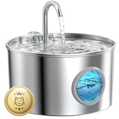 Fuente de agua para gatos de acero inoxidable: fuente de agua para gatos de 3,2 l - dispensador automático para perros - dispensador silencioso para perros - mantiene el agua limpia