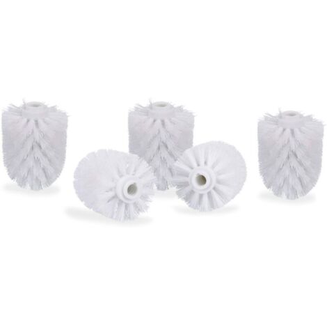 [NUNCA USADO] Pack de 5 cabezales de cepillo para inodoro, cepillos grandes para inodoro con rosca de 12 mm, cabezales de repuesto con diámetro de 8 cm, color blanco (1/4)