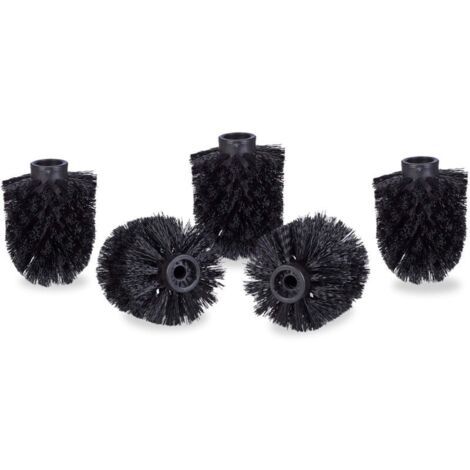 Juego de 5 escobillas de baño, escobillas de baño a granel de alambre de 9,5 mm, cabezal de repuesto Ø 7 x 9 cm, color negro (1/4)