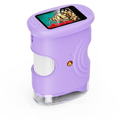 Microscopio Digital Portátil MAXLAPTER Para Niños De 3 A 12 Años, Con Pantalla IPS De 2", 1000X De Aumento, 8 Luces LED, Batería Recargable, Color Rosa