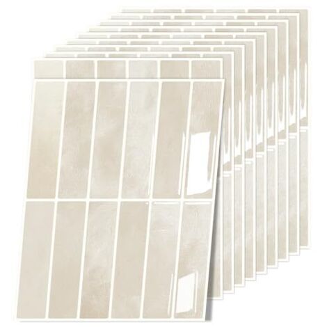 [NUNCA USADO] Pegatinas 3D para azulejos de cocina, autoadhesivas, 10 unidades, extraíbles, para baño, cocina, decoración de pared, impermeables (beige, 22,9 x 29 cm)