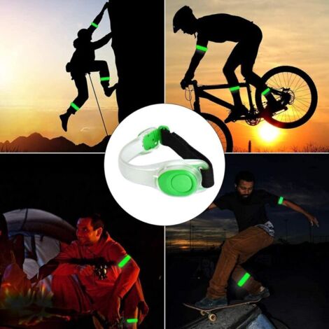[NUNCA USADO] Brazalete con luz LED [2 piezas], pulsera LED reflectante, ajustable, de alta visibilidad, para deportes al aire libre, ciclismo, senderismo y conciertos, para niños y adultos (verde)