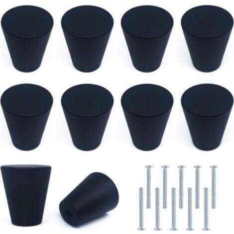 12 Pomos Redondos De Metal Negro – 3x2.5 Cm, Con 24 Tornillos Y Destornillador, Para Cajones Y Armarios