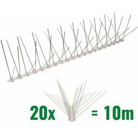 Pics anti-pigeon en polycarbonate – 4 rangées – Installation rapide sans perceuse – Protection efficace jusqu'à 20 cm – Résistant aux UV