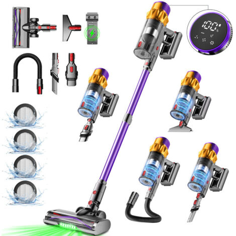 Aspirateur Balai Sans Fil 65000Pa 550W avec Écran Tactile – Aspirateur à Main Rechargeable pour Poils d’Animaux, Tapis & Sols Durs, Autonomie 70 min, 3 Niveaux d’Aspiration, Bac à Poussière 1.8 L, Gro