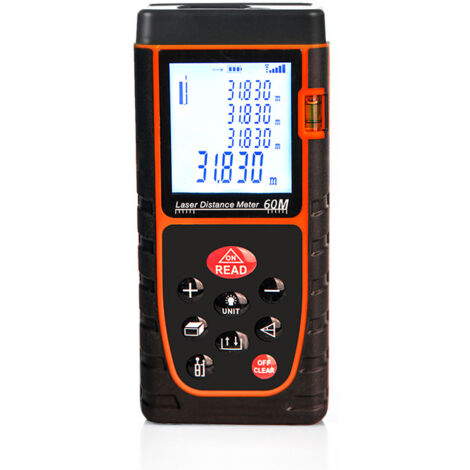 Medidor de distancia láser de 60 m, telémetro láser portátil de alta precisión, instrumento de medición infrarrojo para salas de medición, regla electrónica, color rojo (1/5)