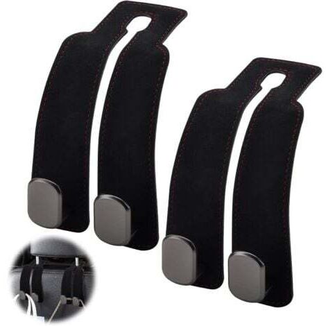 Juego de ganchos para reposacabezas de coche, ganchos universales para asiento trasero, soporte para reposacabezas, accesorios para interior de coche (negro) (1/5)