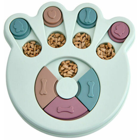 Juguete de rompecabezas para perros, dispensador de comida, juguete interactivo duradero para perros, juguete para entrenar el coeficiente intelectual (azul) (1/3)