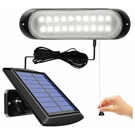 Lámpara solar con sensor de movimiento, 20 LED separables, con cable de 5 m, para exterior e interior, impermeable, con interruptor de tracción, para jardín, cobertizo, dormitorio y patio. (1/5)