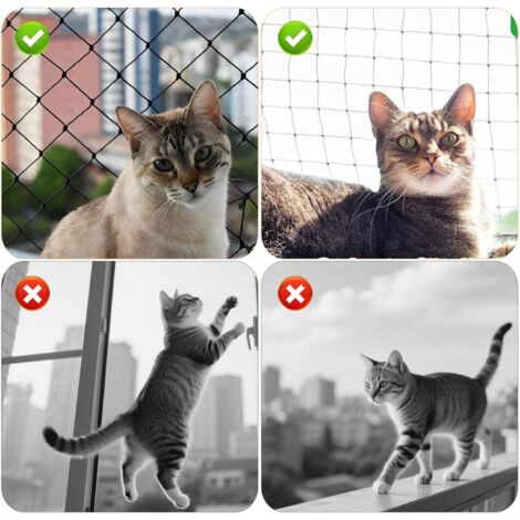 Red De Protección Para Gatos De Balcón – 6x3 M Con Accesorios, Resistente A Mordeduras Y Arañazos, Fácil De Instalar