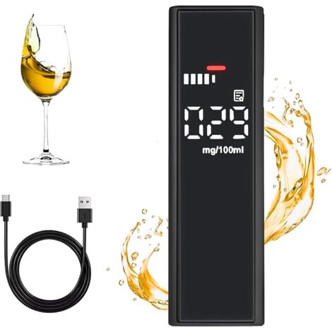 Alcoholímetro electrónico - Alcoholímetro digital profesional con batería recargable por USB, recargable y portátil, alcoholímetro con pantalla LCD, alcoholímetro para uso doméstico (1/5)