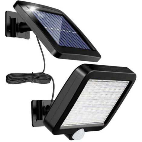 Lámpara solar de exterior con sensor de movimiento, 56 LED, 120° IP65, resistente al agua, con cable de 5 m [Clase energética A++] (1/5)