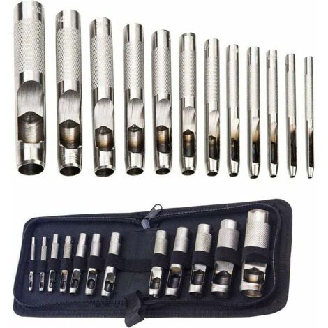 Kit de herramientas de perforación para cuero, correas de reloj, lona y ojales de 3 a 19 mm (metal), 12 unidades (1/5)