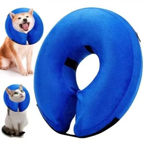 Collar inflable para perros, collar antilamidos, collar inflable de recuperación para la cicatrización de heridas y prevención de mordeduras y arañazos (azul L) (1/5)