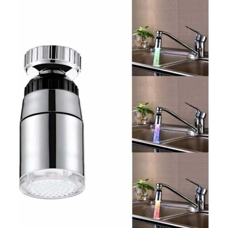 Grifo de agua con luz LED para lavabo, sensor de temperatura, aireador, grifo de baño (3 colores) (1/5)