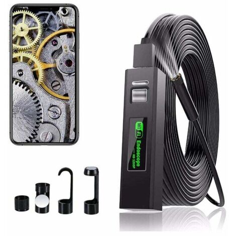 Cámara endoscópica WiFi con USB, 1200P HD, resistente al agua IP68, con 8 LED para iPhone, Android, iPad, Mac, PC y portátil (cable flexible de 1 m) (1/5)