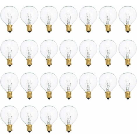 Bombillas de repuesto G40 de tungsteno, 7 W, 220-240 V, globo transparente, casquillo E12, paquete de 25, blanco frío. (1/5)