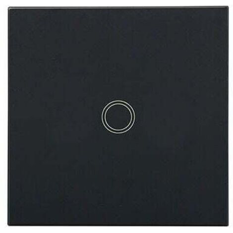 Interruptor de luz táctil de pared negro de 1 vía y 1 unidad con indicador LED, panel de vidrio templado, sin neutro (carga máxima: 500 W) (1/4)