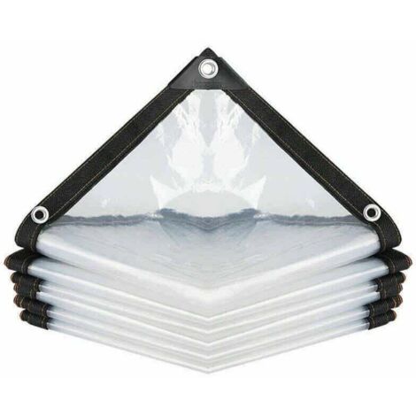 Lona transparente impermeable con ojales, lona ultraligera multiusos de polietileno, resistente a la lluvia y al desgarro (color: transparente, tamaño: 200 x 200 cm) (1/5)