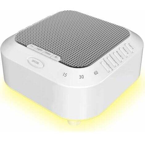 Máquina portátil de ruido blanco para adultos y bebés con 28 sonidos relajantes y luces nocturnas con temporizador, ventilador, sonidos del océano, arroyos y lluvia, y canciones de cuna. (1/5)