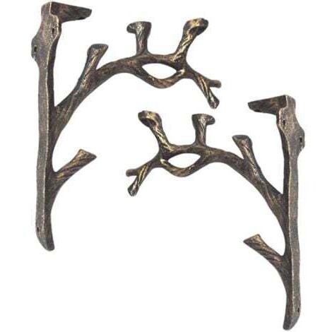 Soportes de estante vintage (juego de 2), estante cuadrado de hierro fundido, hecho a mano, soporte triangular decorativo creativo, estante de pared, soporte para flores (1/5)